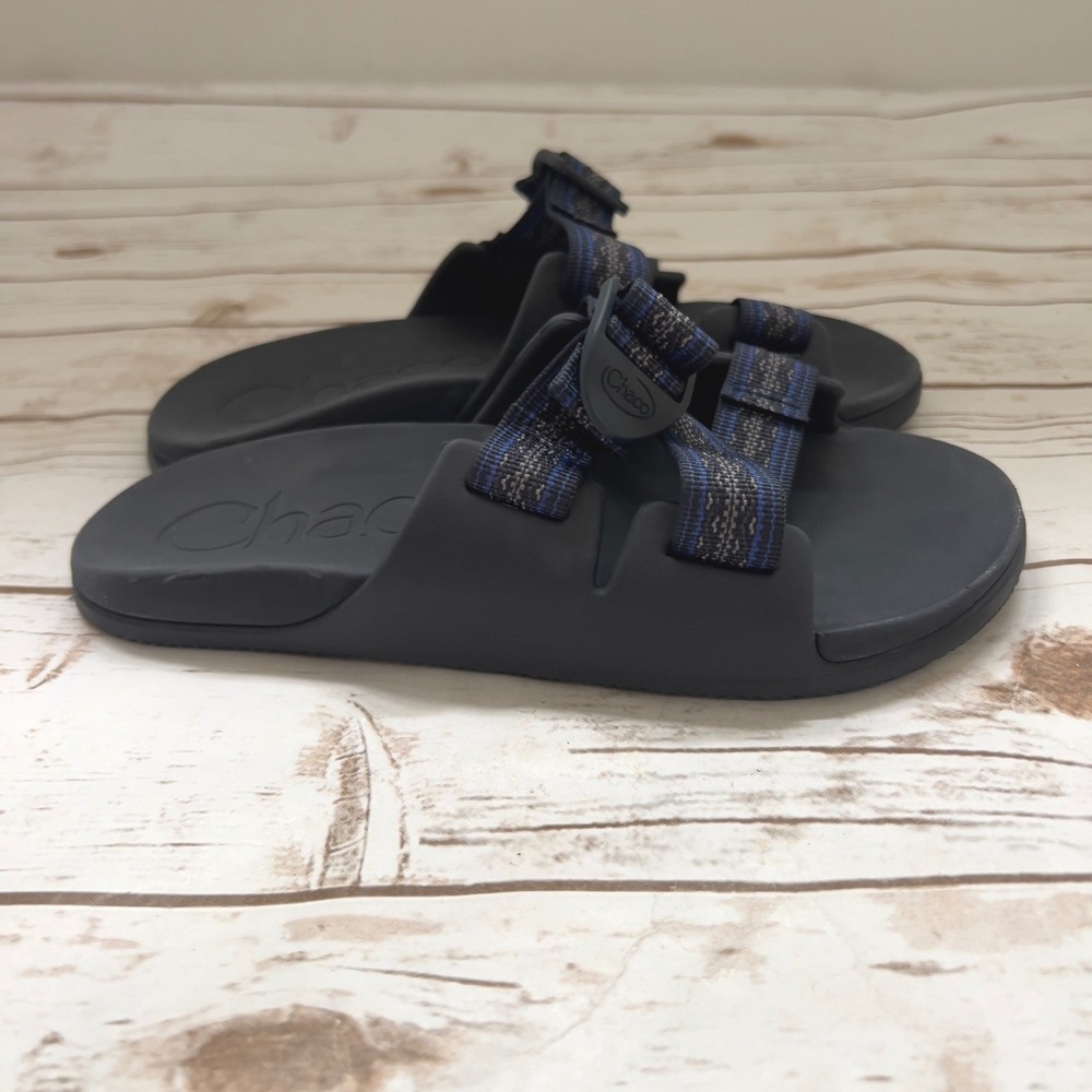 Chaco Chillos Slide Navy Blue Grey Adjustable Strap Sandals W9 M8